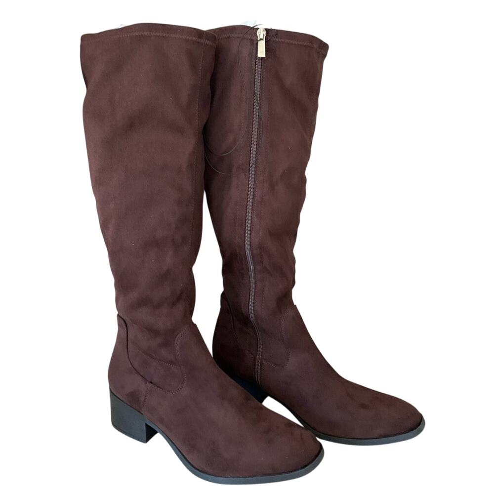 Kenneth Cole Women's Boots Knee-High Faux Suede Brown Size 8.5 NEW NIB